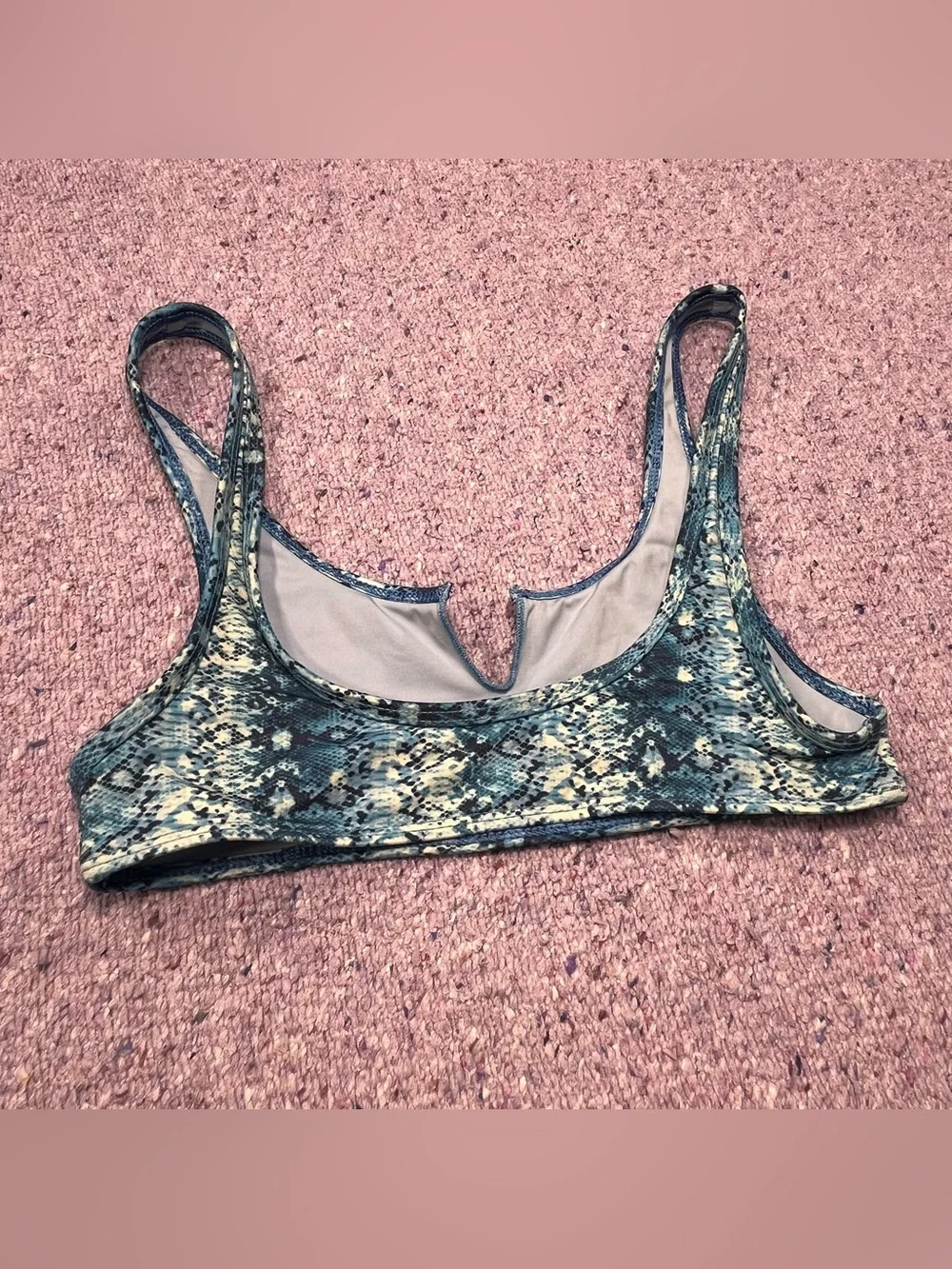 Frankie's Bikinis Swim Top Blue Snake Print Size Small